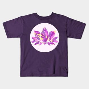 PINK PURPLE YELLOW LOTUS FLOWER, LOTUS DESIGN, PAINT SPLASH PATTERN Kids T-Shirt